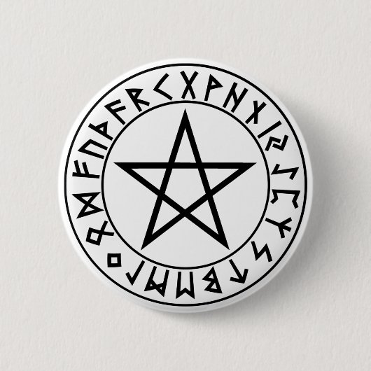 Knop Rune Pentacle Ronde Button 5,7 Cm (Voorkant)
