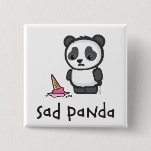 Knop Sad Panda Vierkante Button 5,1 Cm