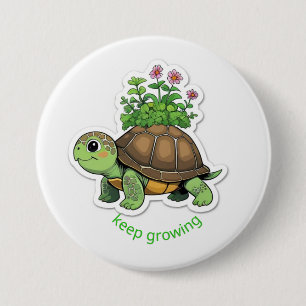 Knop Schattige babyschildpad die een kleine tuin d Ronde Button 7,6 Cm