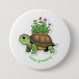 Knop Schattige babyschildpad die een kleine tuin d Ronde Button 7,6 Cm