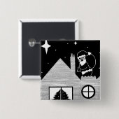 Knop Snowman zwart-wit met kerstmis Vierkante Button 5,1 Cm (Voorkant /achterkant)