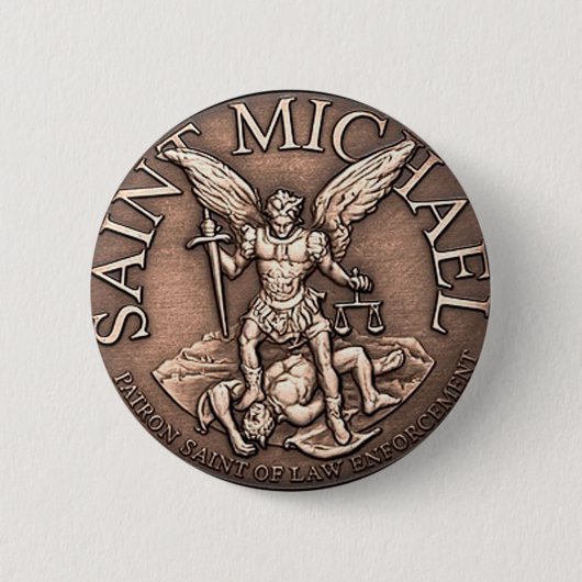 Knop St. Michael Ronde Button 5,7 Cm (Voorkant)