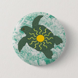 Knop Sun honu (zee schildpad) Ronde Button 5,7 Cm