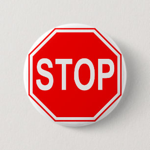 Knop Teken stoppen Ronde Button 5,7 Cm