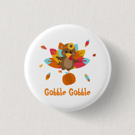 Knop Thanksgiving Turkije knoppen Herfst thema Ronde Button 3,2 Cm