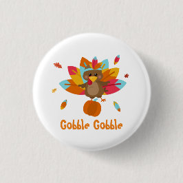 Knop Thanksgiving Turkije knoppen Herfst thema Ronde Button 3,2 Cm