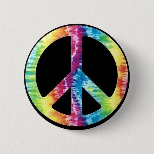 Knop Tie Dye Peace Ronde Button 5,7 Cm (Voorkant)