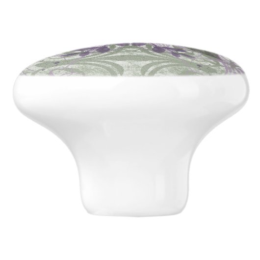 Knop Trekken in Sage en Lavendel Floral Design (Zijkant)