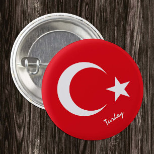 Knop Turkije, patriottische mode Turkse vlag Ronde Button 3,2 Cm