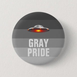 Knop UFO Grey Pride Ronde Button 5,7 Cm