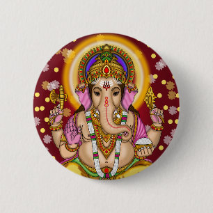 Knop van Heer Ganesha Ronde Button 5,7 Cm