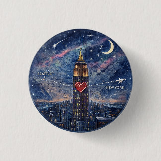 Knop van NYC naar Seattle Ronde Button 3,2 Cm