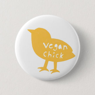 Knop Vegan Chick (geel) Ronde Button 5,7 Cm