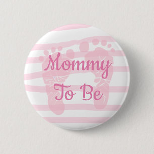 Knop voor Baby shower van mamma om Roze en White G Ronde Button 5,7 Cm
