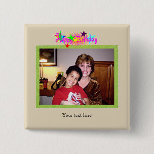 Knop voor Birthday-fotosjabloon Vierkante Button 5,1 Cm