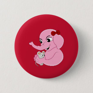 Knop voor cartoon van acute olifanten ronde button 5,7 cm