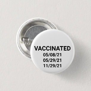 Knop voor gevaccineerde zwarte en witte datums ronde button 3,2 cm