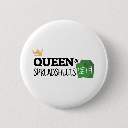 Knop voor koningin van spreadsheets ronde button 5,7 cm (Voorkant)