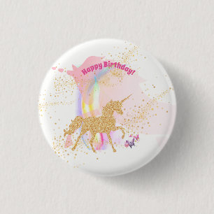 Knop voor magische regenboogeenhoorn ronde button 3,2 cm