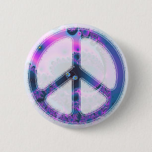 knop voor vredesfractal ronde button 5,7 cm