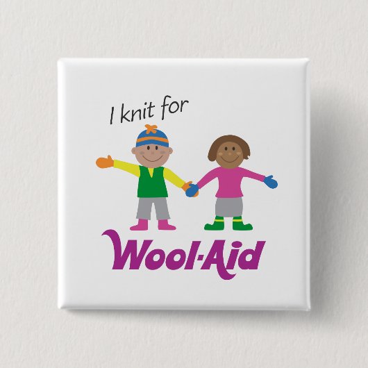 Knop voor wolhulp vierkante button 5,1 cm (Voorkant)