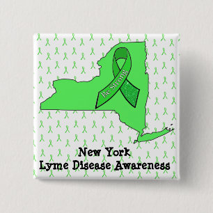 Knop Voorlichting over de ziekte van Lyme in New Y Vierkante Button 5,1 Cm