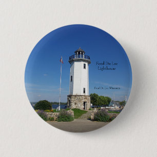 Knop Vuurtoren van Fond Du Lac Ronde Button 5,7 Cm