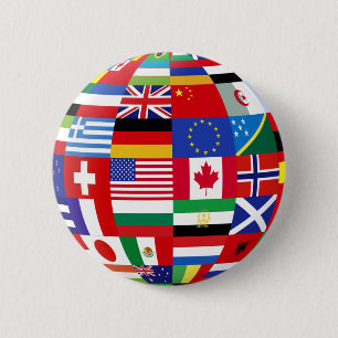 Knop Wereld van vlaggen Ronde Button 5,7 Cm