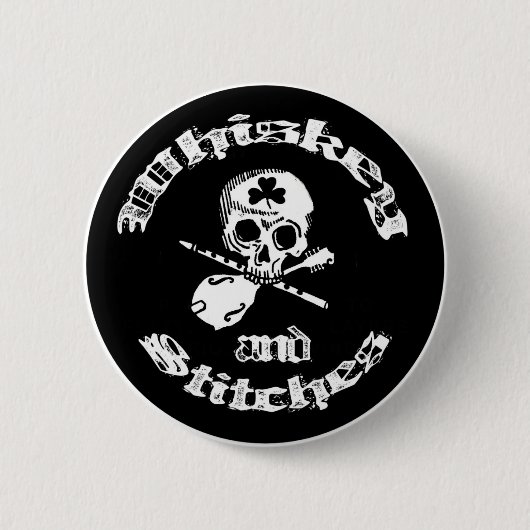 Knop Whiskey en Stitches logo Ronde Button 5,7 Cm (Voorkant)