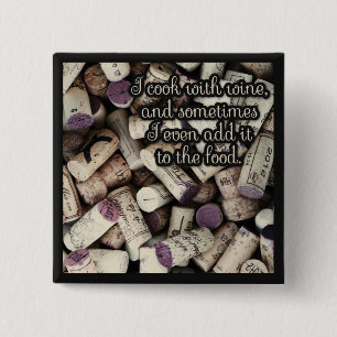 Knop Wine Corks Quote Vierkante Button 5,1 Cm