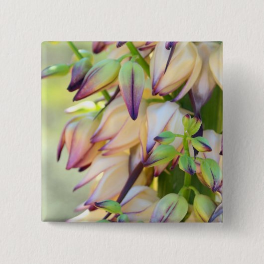 knop yucca bloemen vierkante button 5,1 cm (Voorkant)