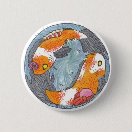 Knop Zombie Koi Ronde Button 5,7 Cm (Voorkant)