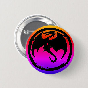 Knop Zwart dragon neon Ronde Button 5,7 Cm