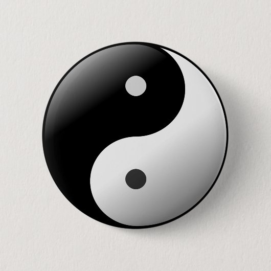 Knop Zwart-wit Yin Yang Symbol Ronde Button 5,7 Cm (Voorkant)