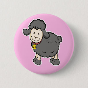 Knop Zwarte schapen Ronde Button 5,7 Cm
