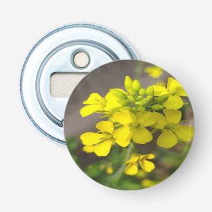 Knopflesopener met gele bloem ontwerp button flesopener