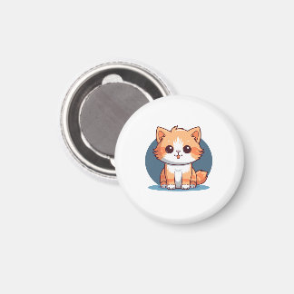 Knopspeld met knuffel oranje kat magneet