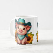 Knorretje Dragen Cowboy Pet met Zonnebloemen Koffiemok (Voorkant links)