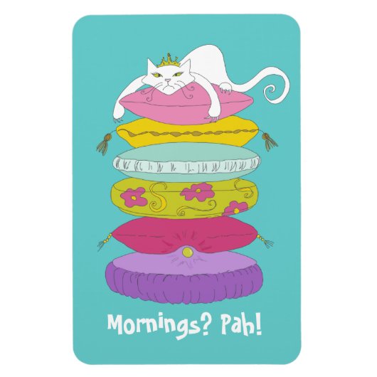 Knorrige prinses kat en erwt cartoon koelkastmagne magneet (Verticaal)
