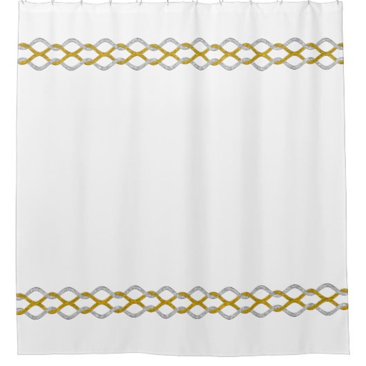 Knot Border - Gold Silver + je rug Douchegordijn (Voorkant)