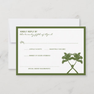 Knot Palm Trees Beach Tropical Wedding Modern Chic RSVP Kaartje