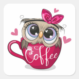 Knot zit in een kop koffie vierkante sticker