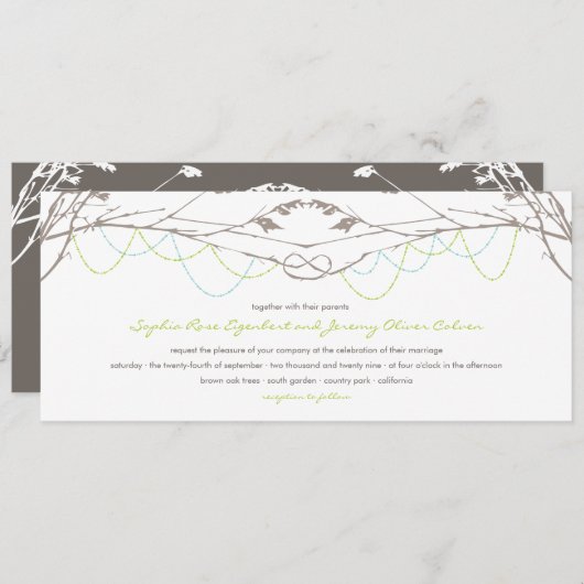 Knoted Love Trees Branch Wedding Invitation Card Kaart (Voorkant / Achterkant)