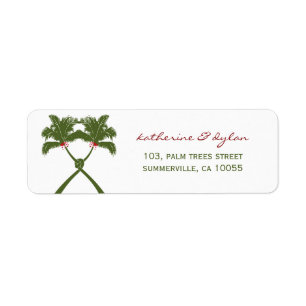 Knoted Palm Trees Red Love Beach Weddenschap Etiket