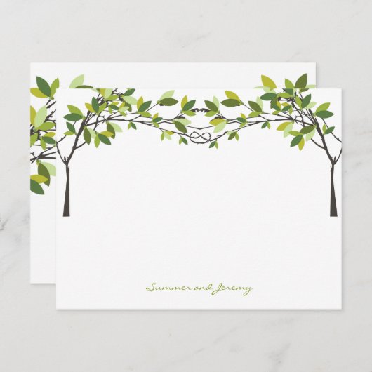 Knott Love Trees Mariage Monogramme Carte de remer (Devant / Derrière)