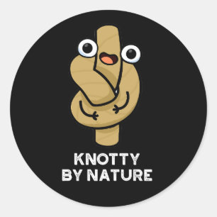 Knotty by Natuur Funny Knot Pun Dark BG Ronde Sticker