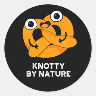Knotty by Natuur Funny Pretzel Pun Dark BG Ronde Sticker