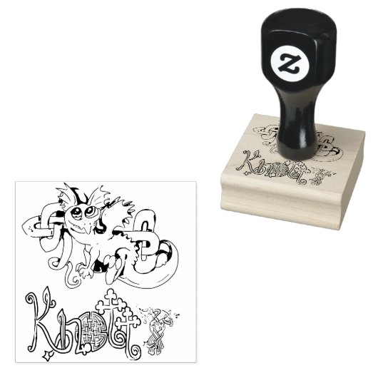 Knotty lil Celtic Knot Dragon Rubberstempel (Gestempeld)
