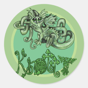 Knotty lil Dragon~celtic knot Ronde Sticker