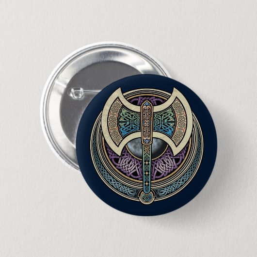 Knotwork Labrys Round Button (Voorkant /achterkant)